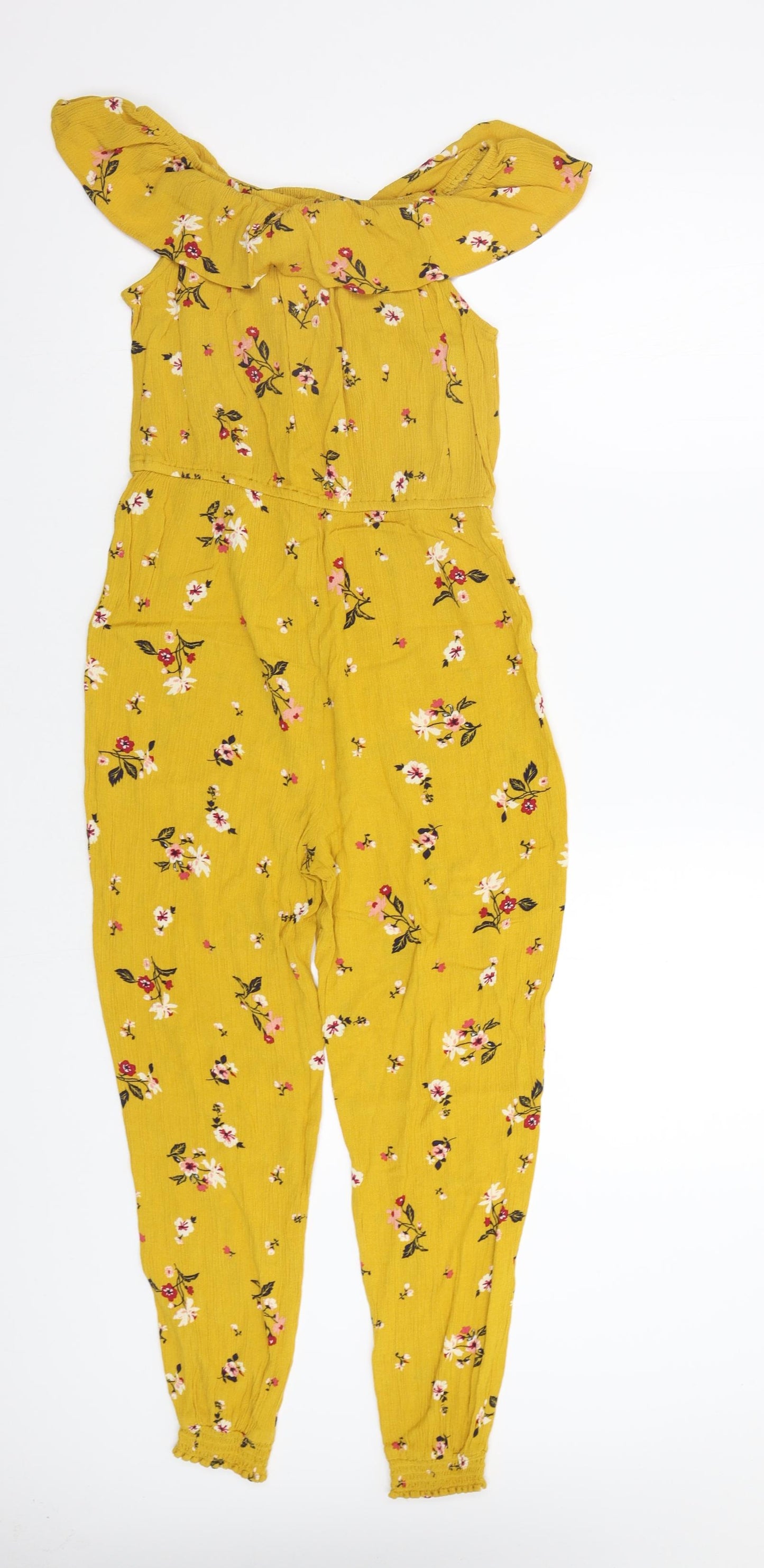 Primark Girls Yellow Floral  Jumpsuit One-Piece Size 11 Years