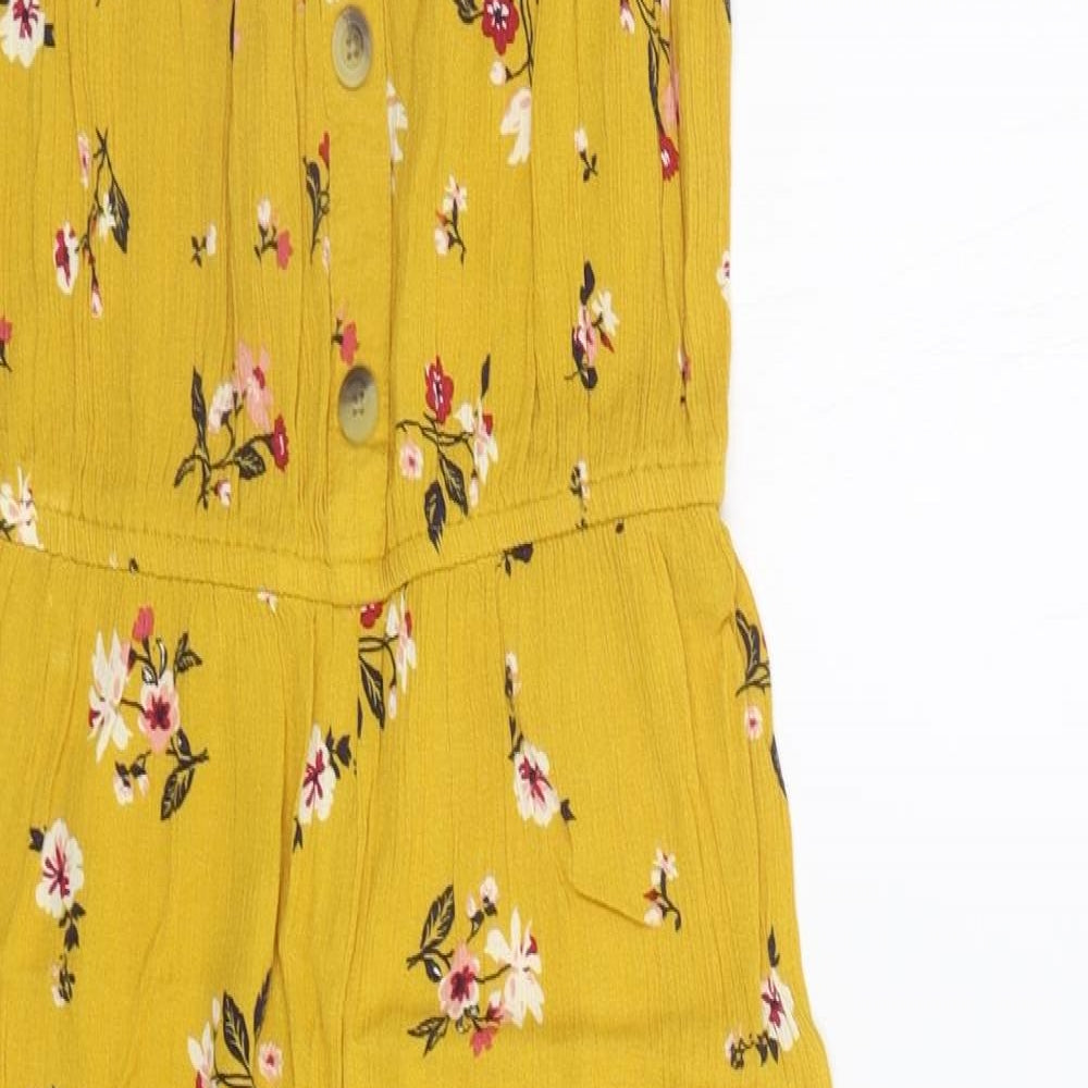 Primark Girls Yellow Floral  Jumpsuit One-Piece Size 11 Years