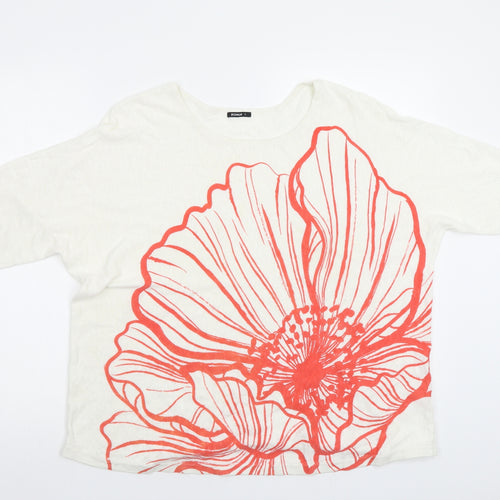 Roman Womens White Floral  Basic Blouse Size 12