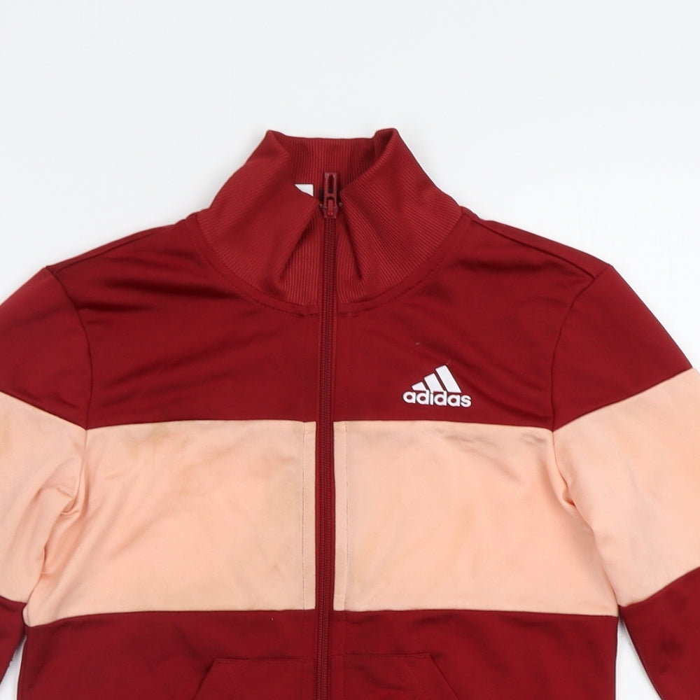 adidas Girls Red   Full Zip Sweatshirt Size 11 Years