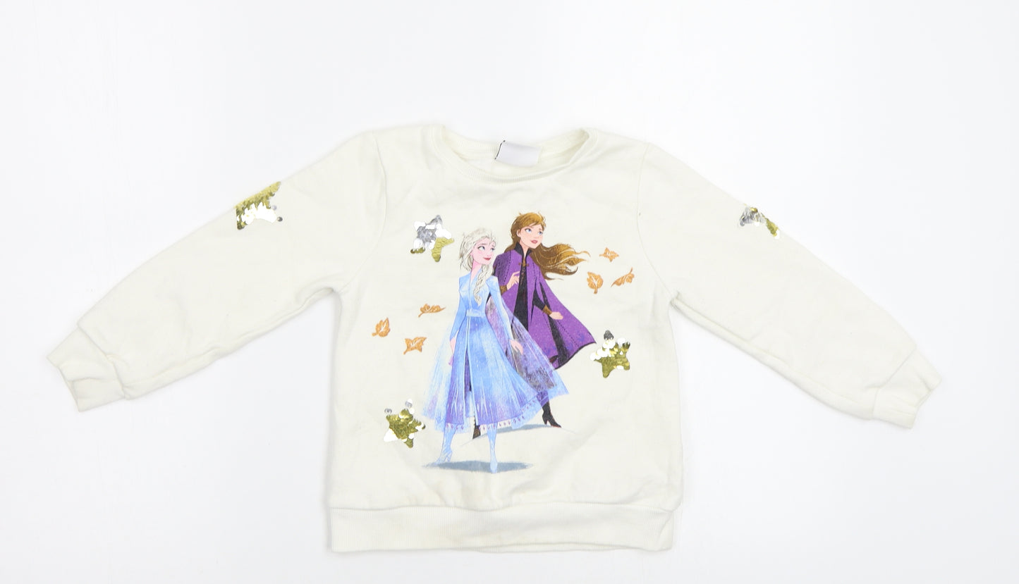 Disney Girls White   Pullover Sweatshirt Size 3-4 Years  - Frozen