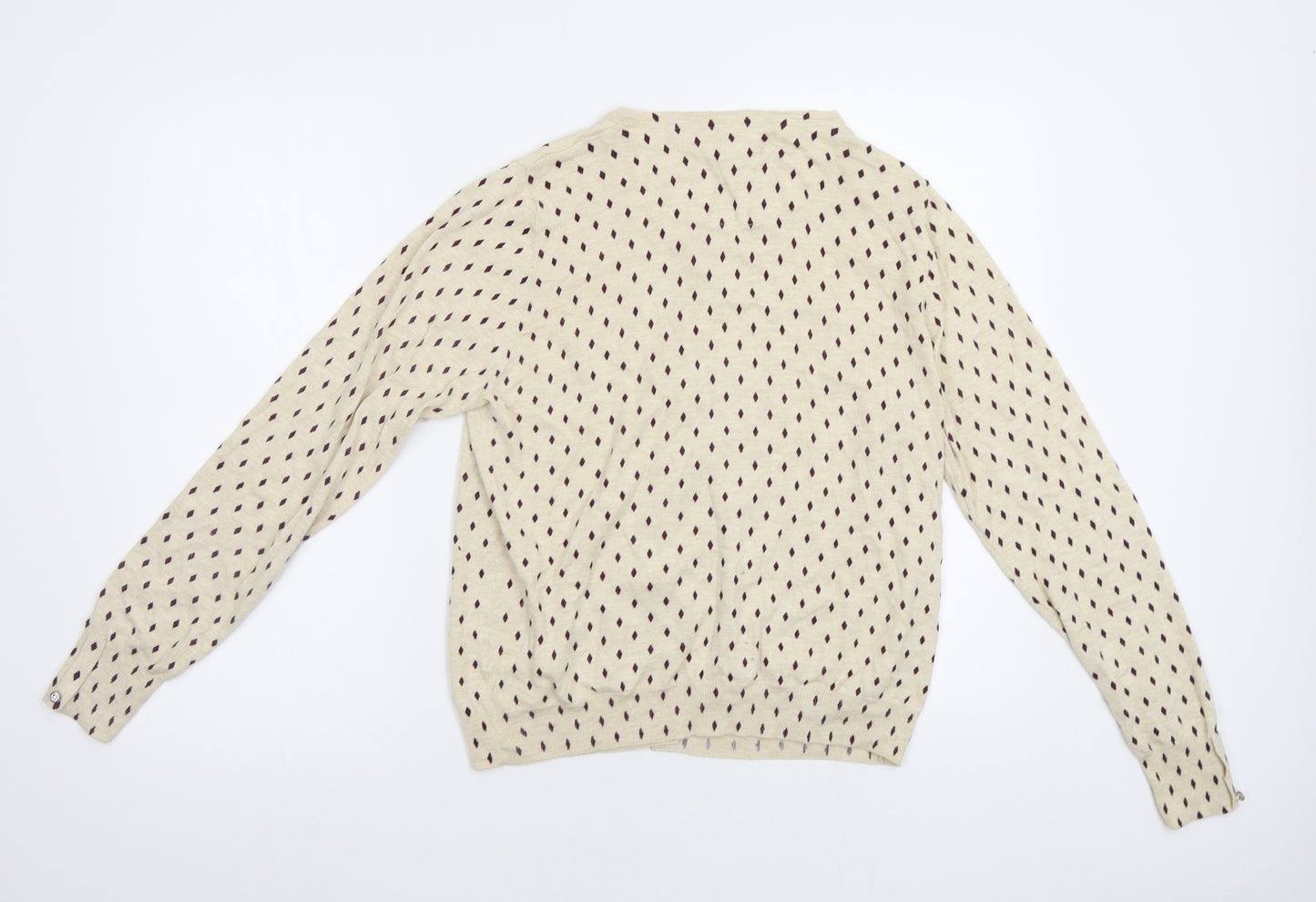 NEXT Womens Beige Geometric  Cardigan Jumper Size 16