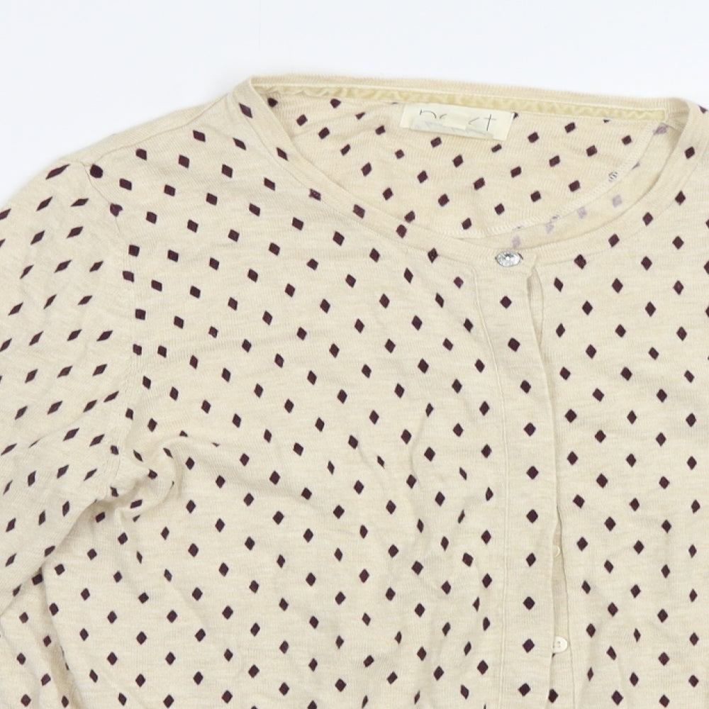 NEXT Womens Beige Geometric  Cardigan Jumper Size 16