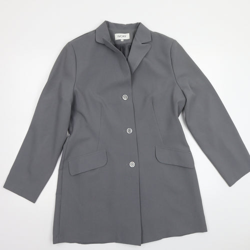 Ivory Womens Grey   Overcoat Blazer Size 14