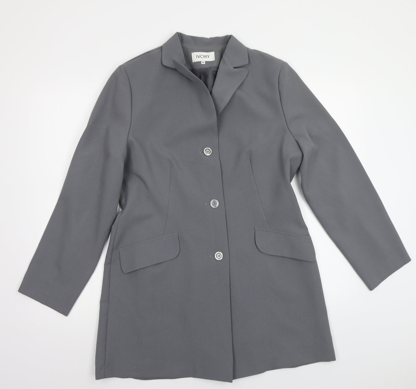Ivory Womens Grey   Overcoat Blazer Size 14