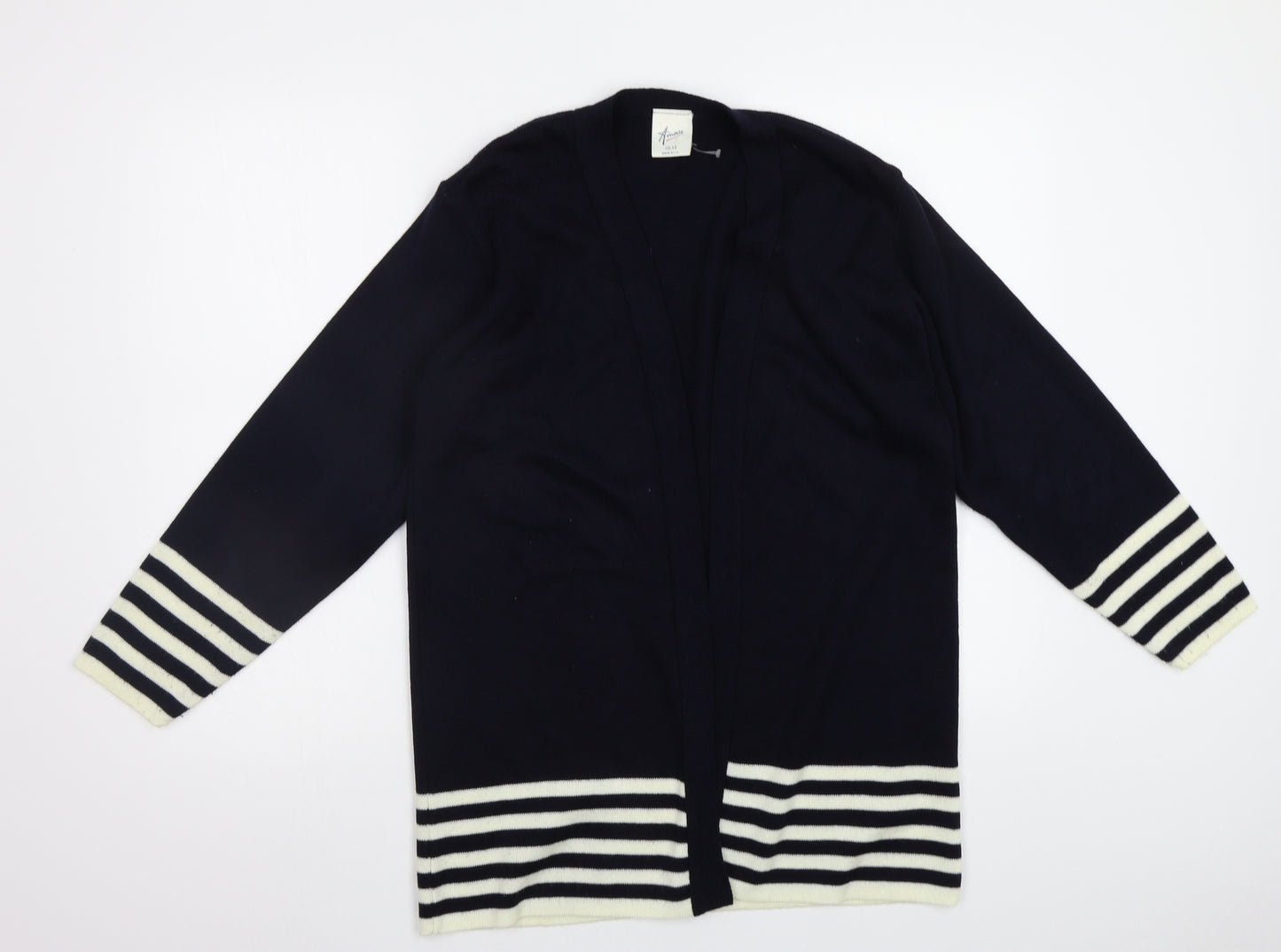Amari Womens Blue Striped  Cardigan Jumper Size 12