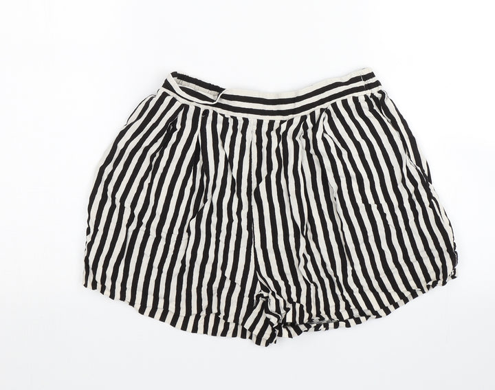 H&M Womens Black Striped Culotte Shorts Size 6
