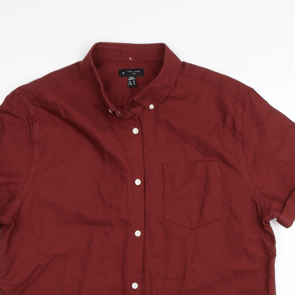 New Look Mens Red    Button-Up Size XL