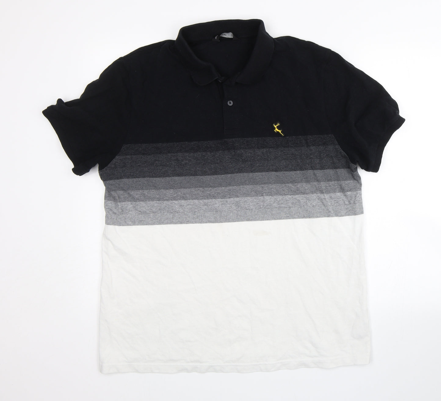 F&F Mens Black Striped   Polo Size XL