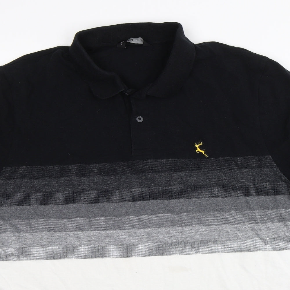 F&F Mens Black Striped   Polo Size XL