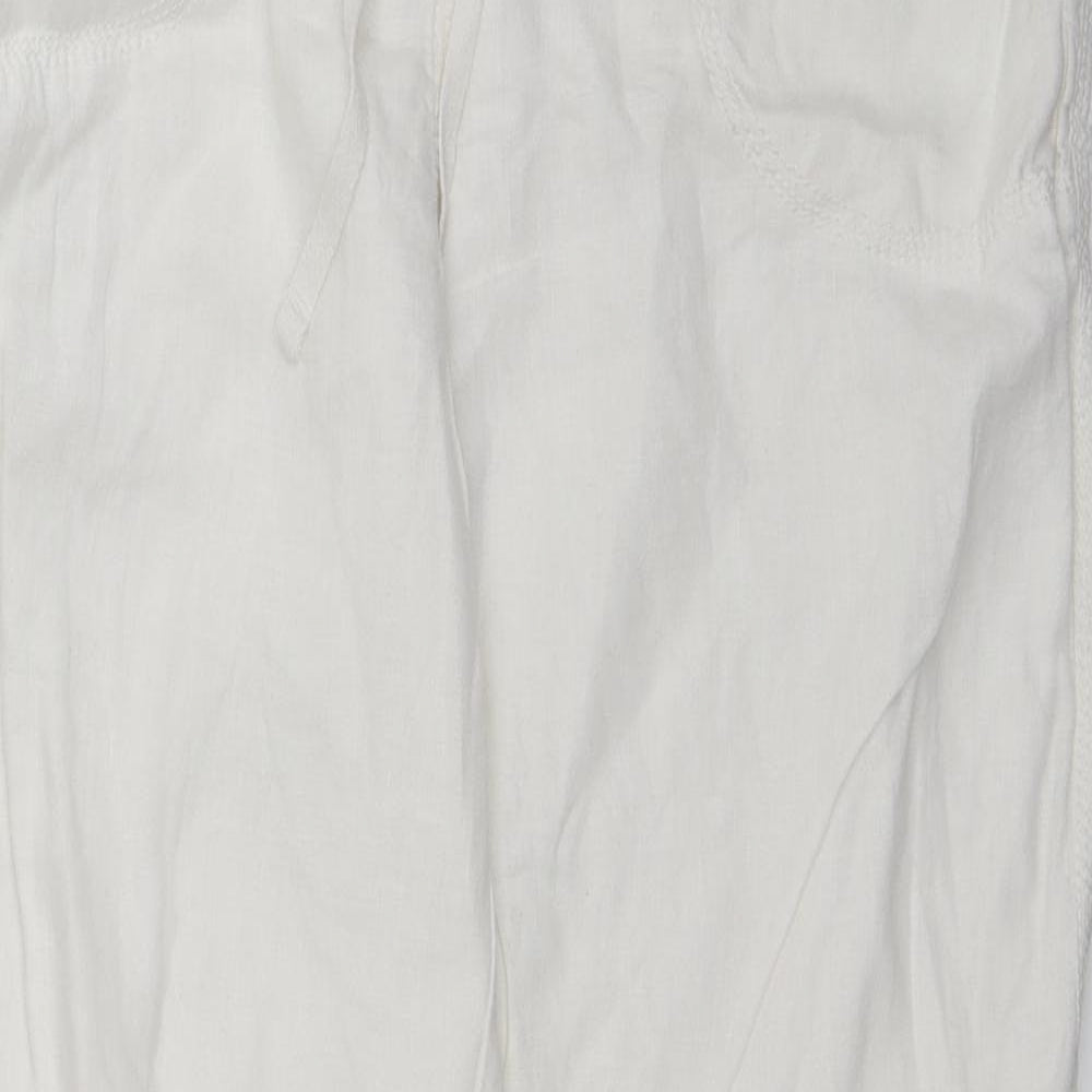 M&S Womens White   Trousers  Size 14 L28 in
