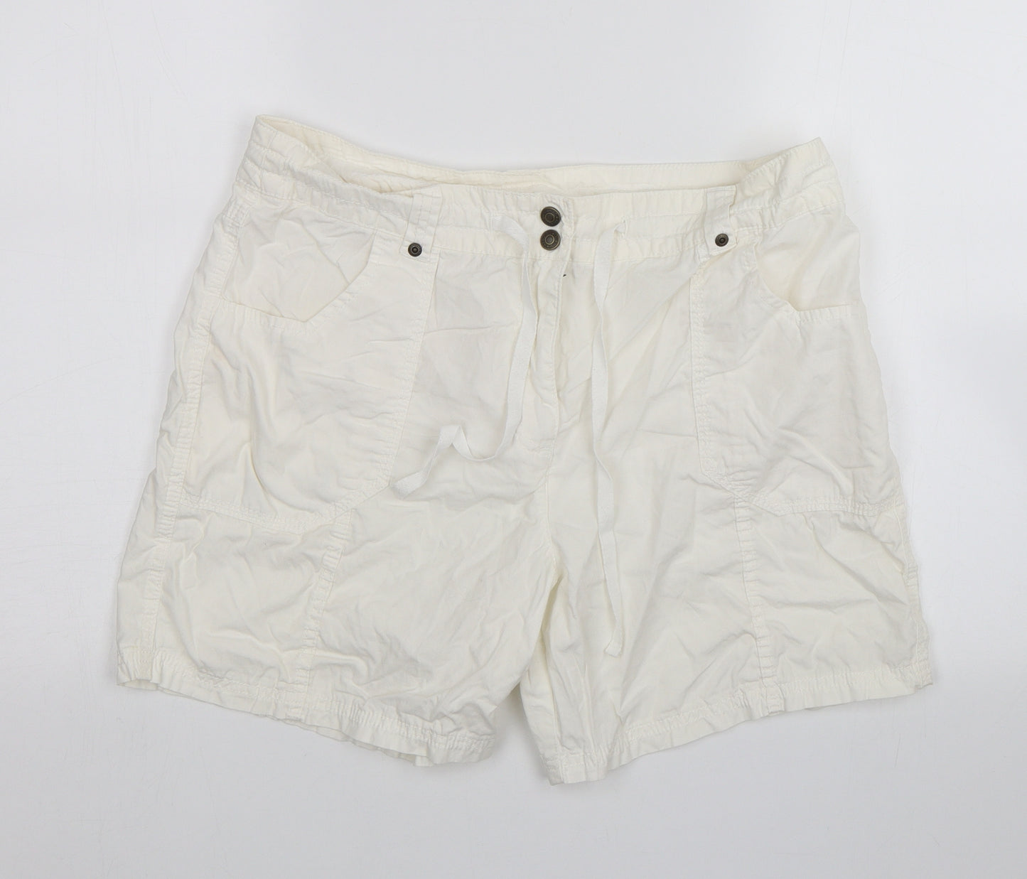 Marks and Spencer Womens White   Chino Shorts Size 14