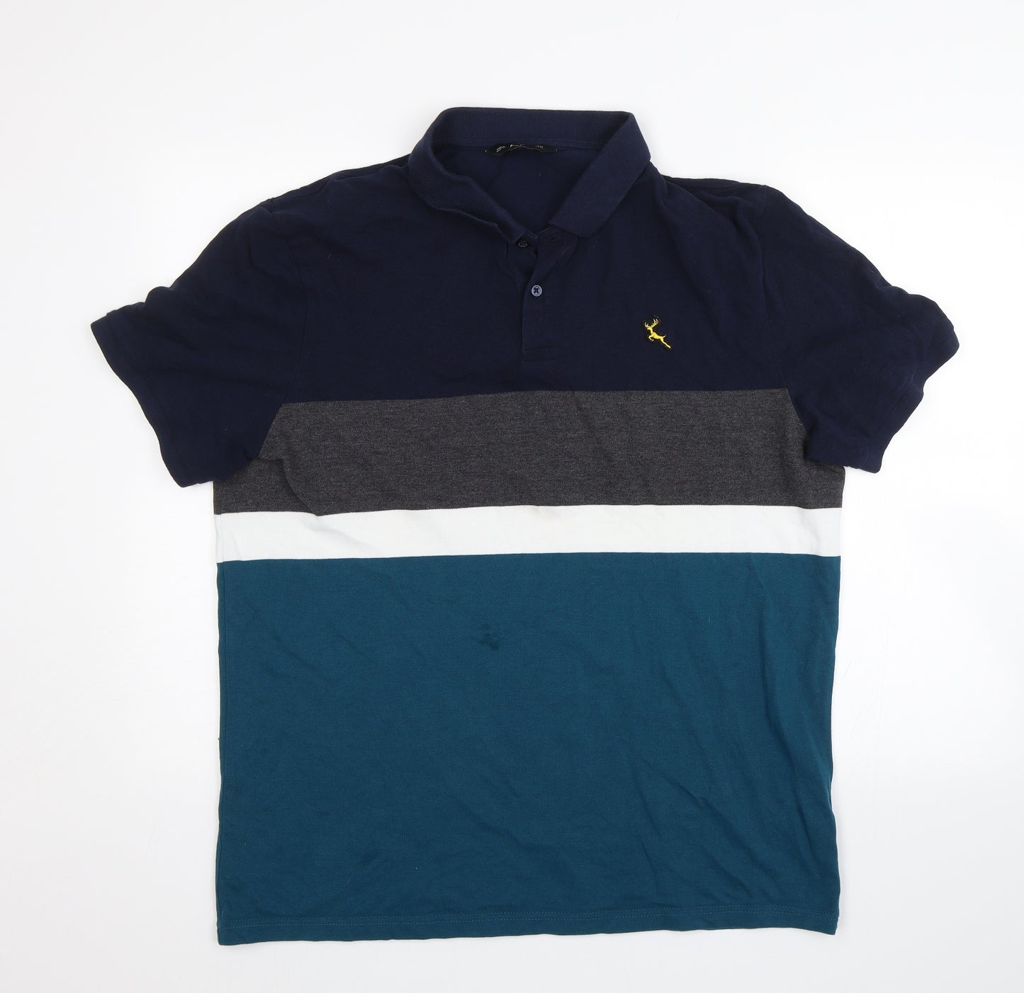 F&F Mens Blue Striped   Polo Size XL