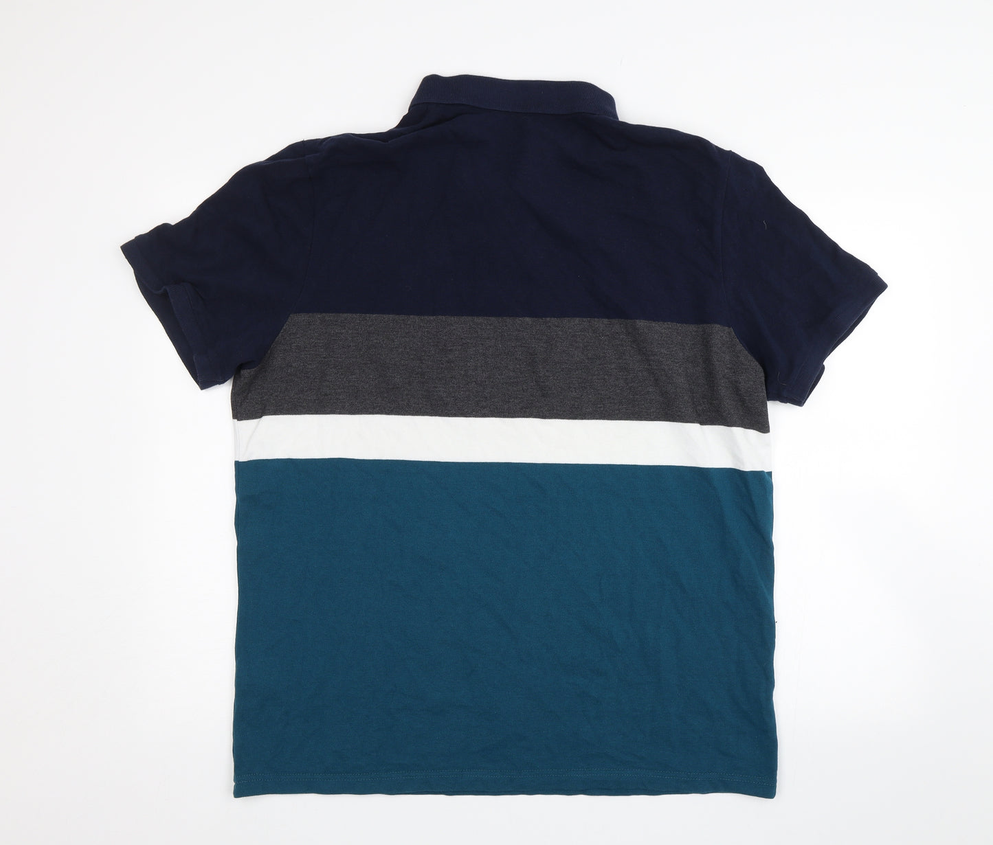 F&F Mens Blue Striped   Polo Size XL