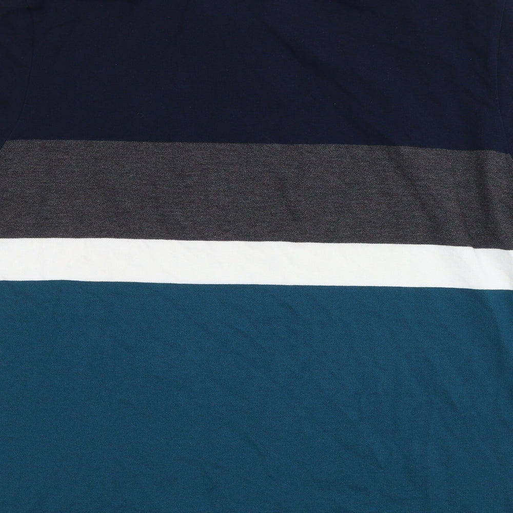 F&F Mens Blue Striped   Polo Size XL