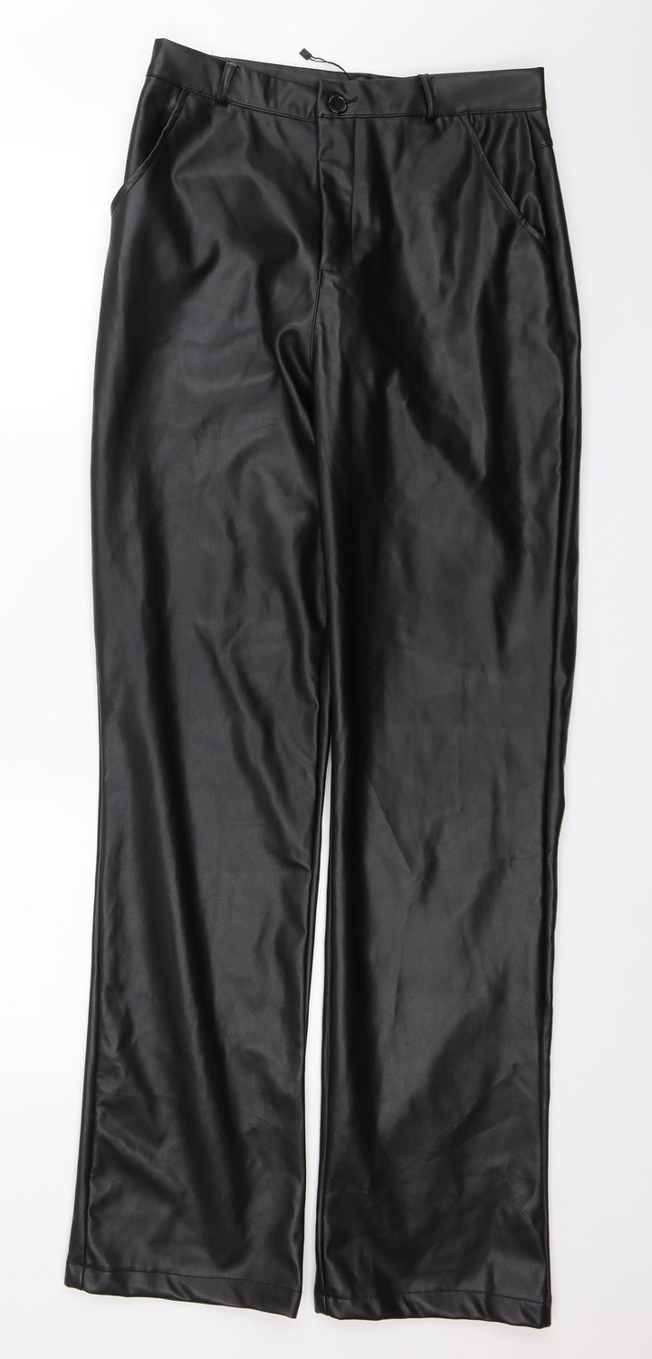 PRETTYLITTLETHING Womens Black   Trousers  Size 10 L32 in