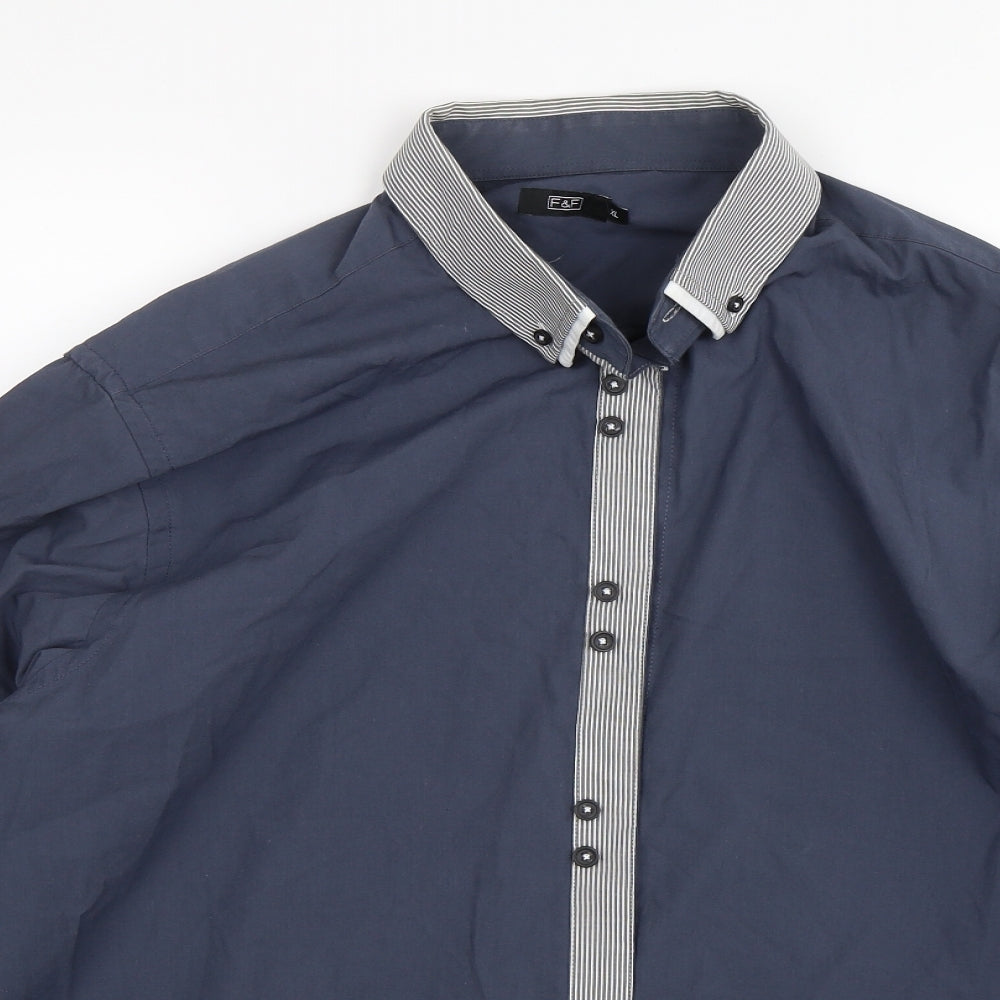 F&F Mens Blue    Dress Shirt Size XL