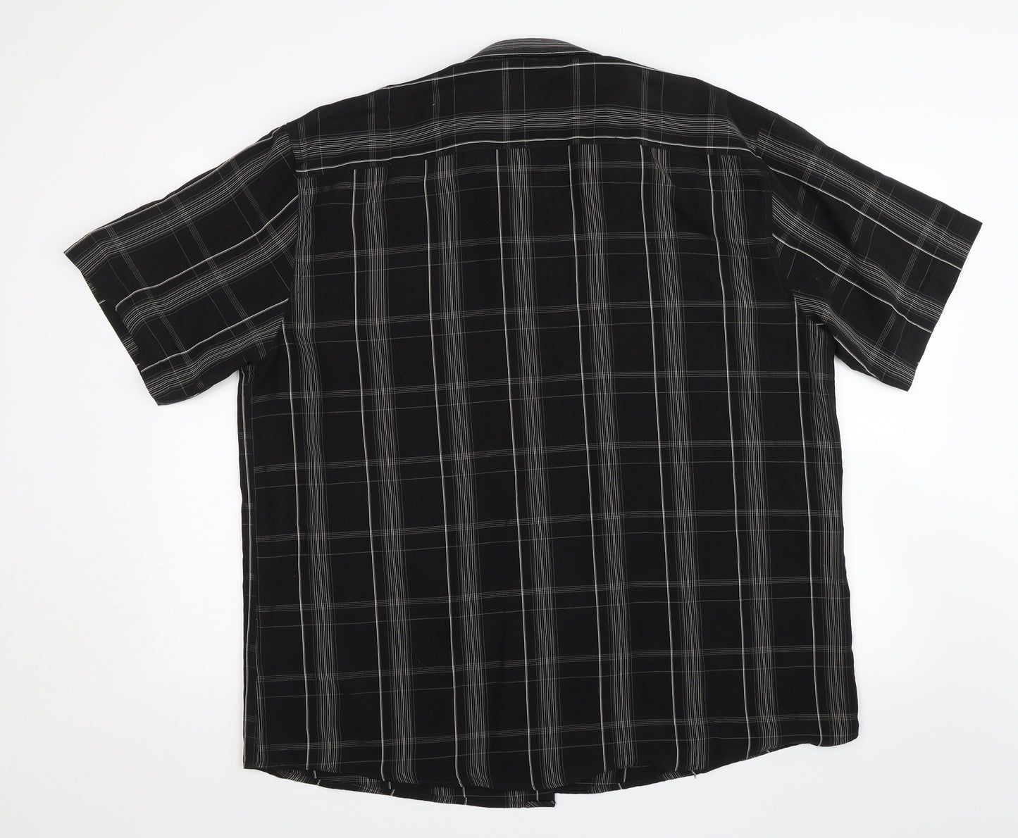 Peacocks Mens Black Plaid   Button-Up Size XL