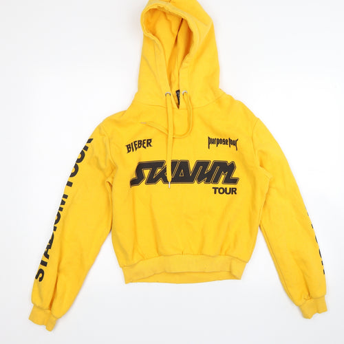 Divided Womens Yellow   Pullover Hoodie Size XS  - bieber tour