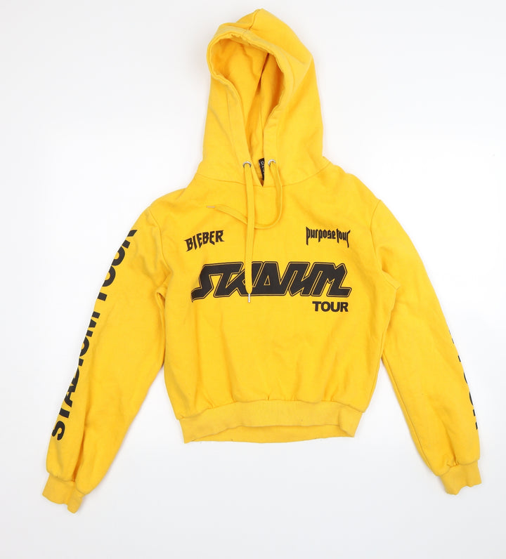 Divided Womens Yellow   Pullover Hoodie Size XS  - bieber tour
