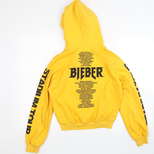 Divided Womens Yellow   Pullover Hoodie Size XS  - bieber tour