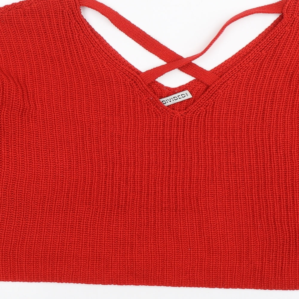 Divided Womens Red   Pullover Jumper Size XS