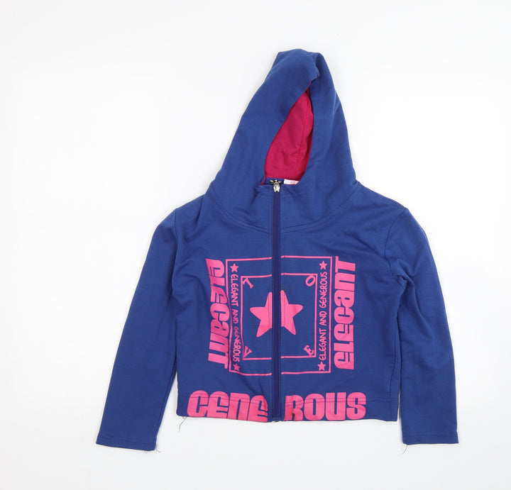 Niebieski Girls Blue Full Zip Hoodie Size 11-12 Years