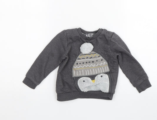 Front view of F&F Baby Grey jumper, size 12-18, Months
