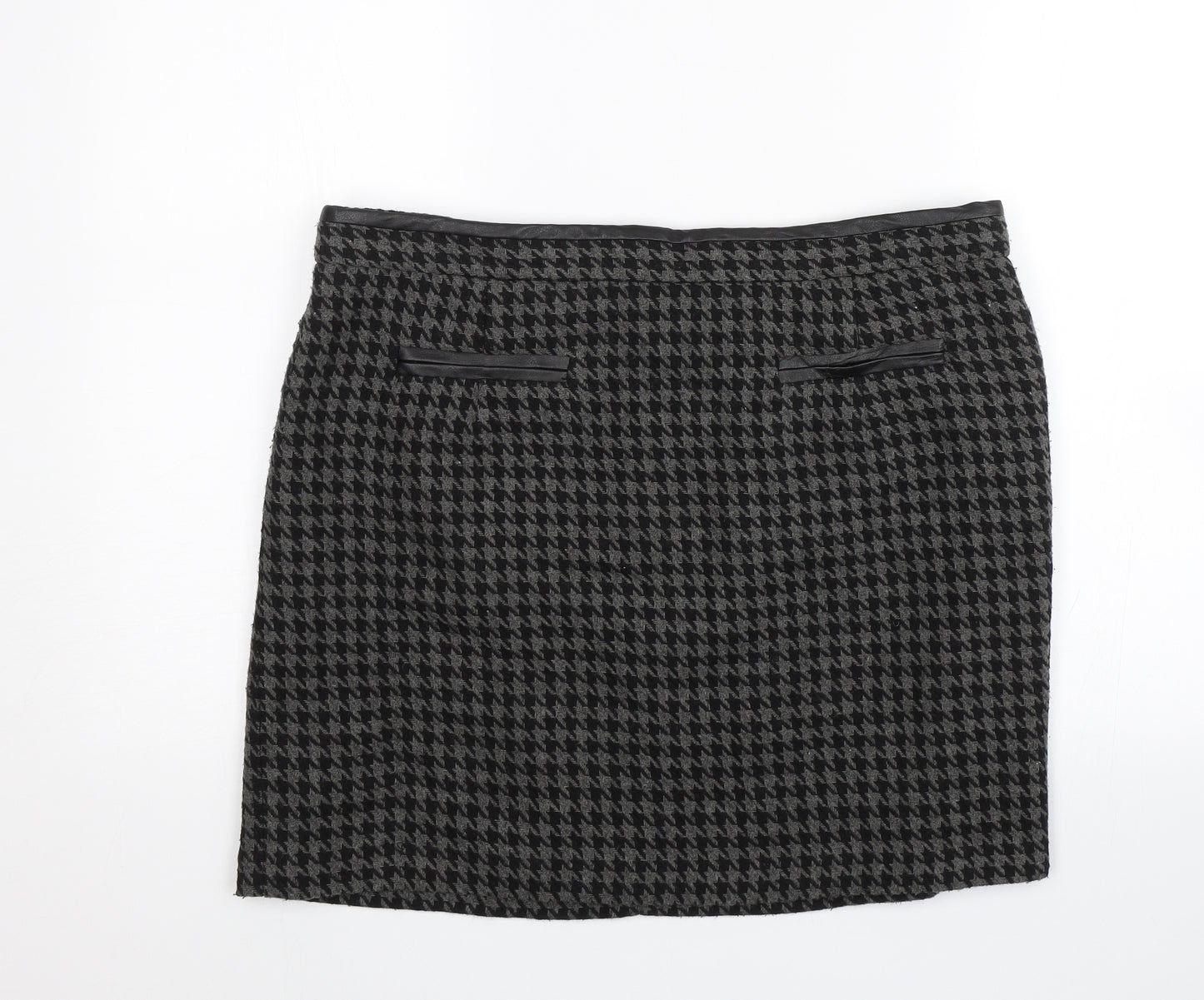 Intuition Womens Black Check  Mini Skirt Size 14