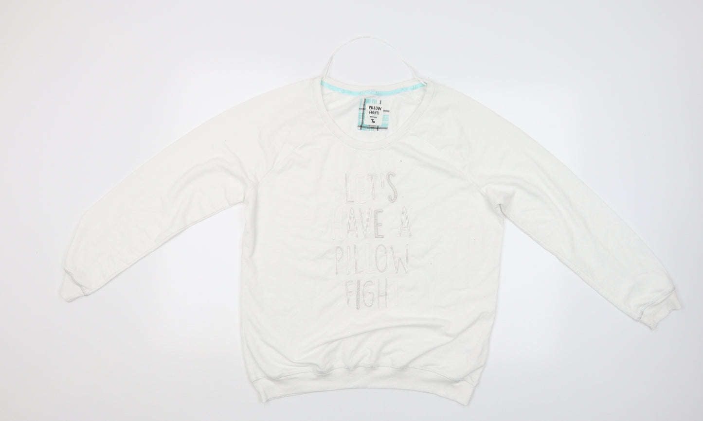 TU Womens White Solid  Babydoll Pyjama Top Size 18  - Lets have a pillow fight