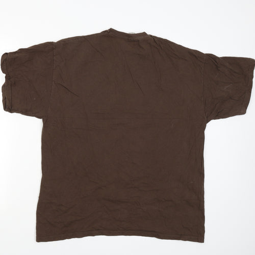 Fruit of the Loom Mens Brown    T-Shirt Size XL  - Fish bones
