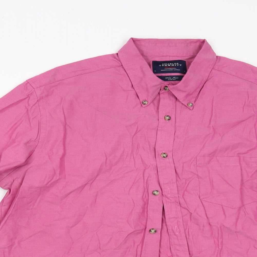 Charles Tyrwhitt Mens Purple    Button-Up Size L