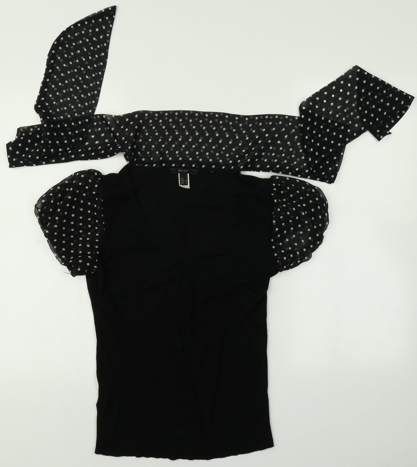 Mng Womens Black Polka Dot  Pullover Jumper Size L