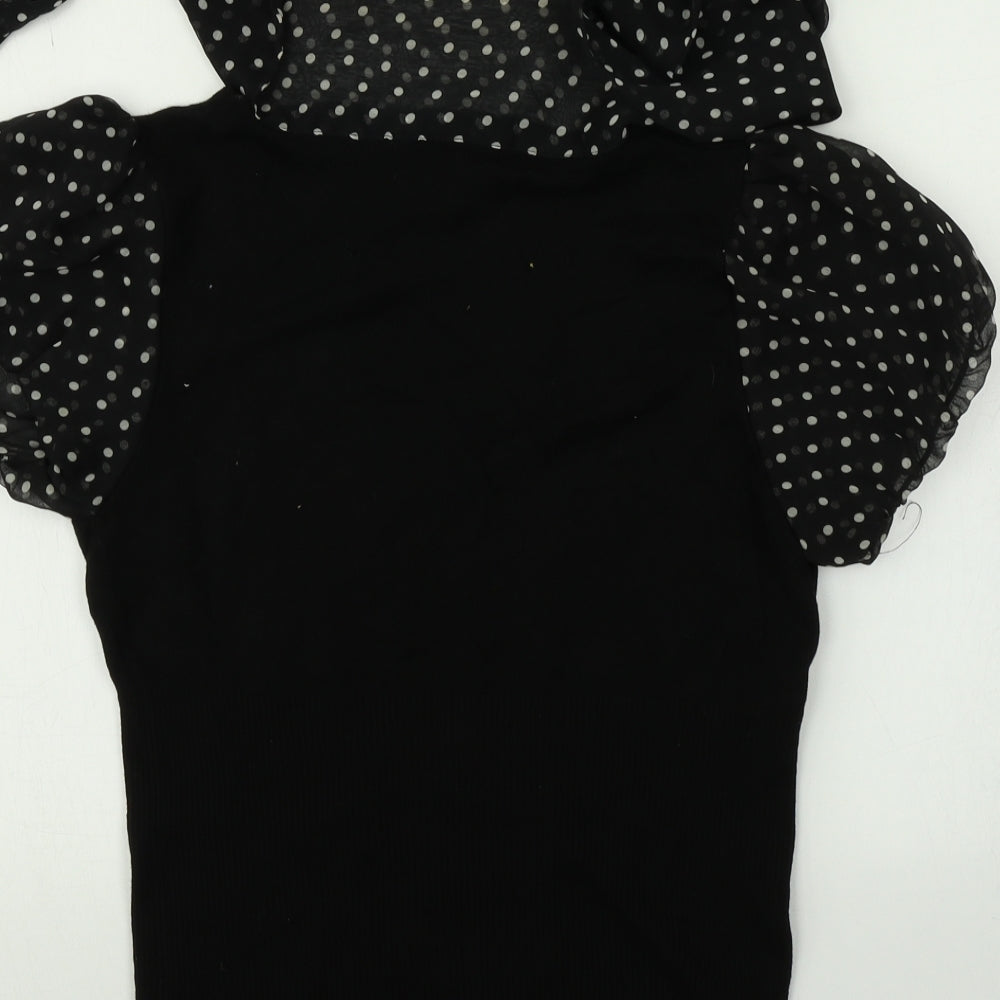 Mng Womens Black Polka Dot  Pullover Jumper Size L