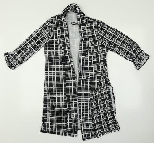 Front view of Select women’s multicoloured plaid overcoat jacket, size UK 14