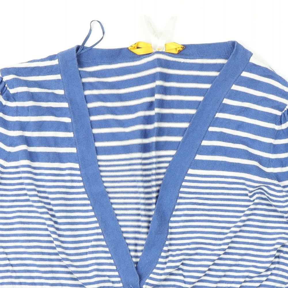 next with love Womens Blue Striped  Cardigan Jumper Size 10