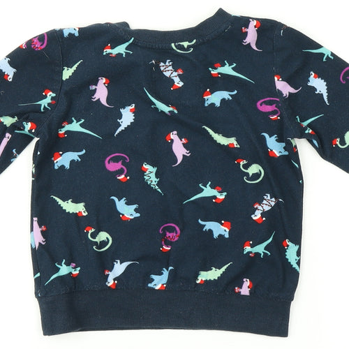 NEXT Boys Blue   Pullover Jumper Size 3 Years  - Dinosaur Christmas