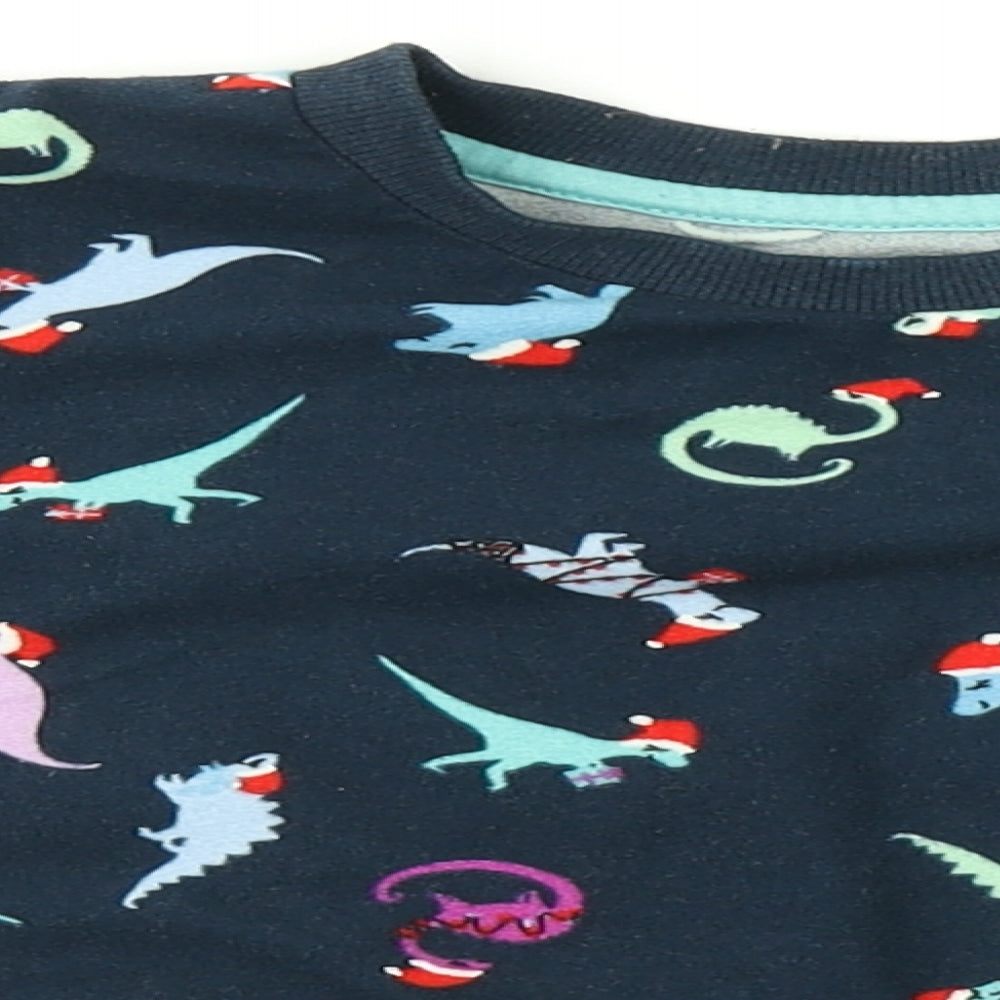 NEXT Boys Blue   Pullover Jumper Size 3 Years  - Dinosaur Christmas