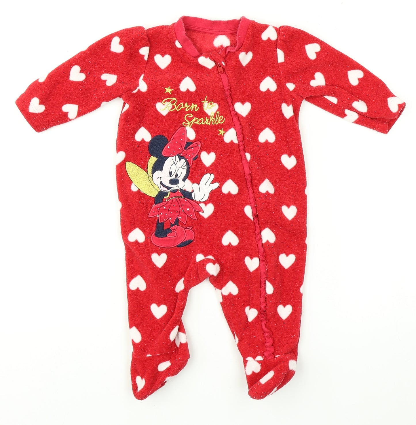 George Girls Red Polka Dot  Babygrow One-Piece Size 3-6 Months  - minnie mouse