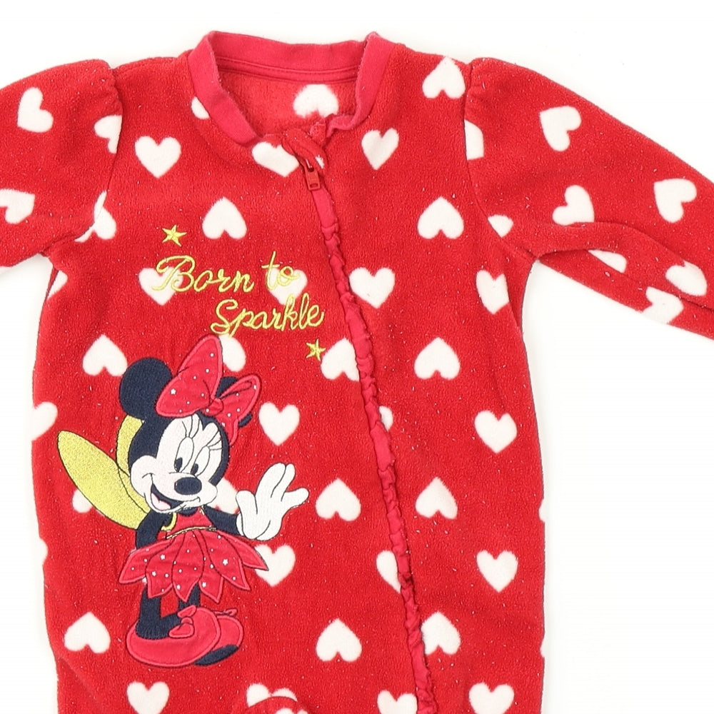George Girls Red Polka Dot  Babygrow One-Piece Size 3-6 Months  - minnie mouse