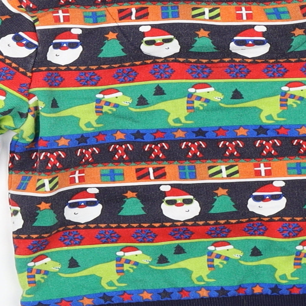F&F Baby Multicoloured Striped  Pullover Jumper Size 18-24 Months  - christmas dinosaur