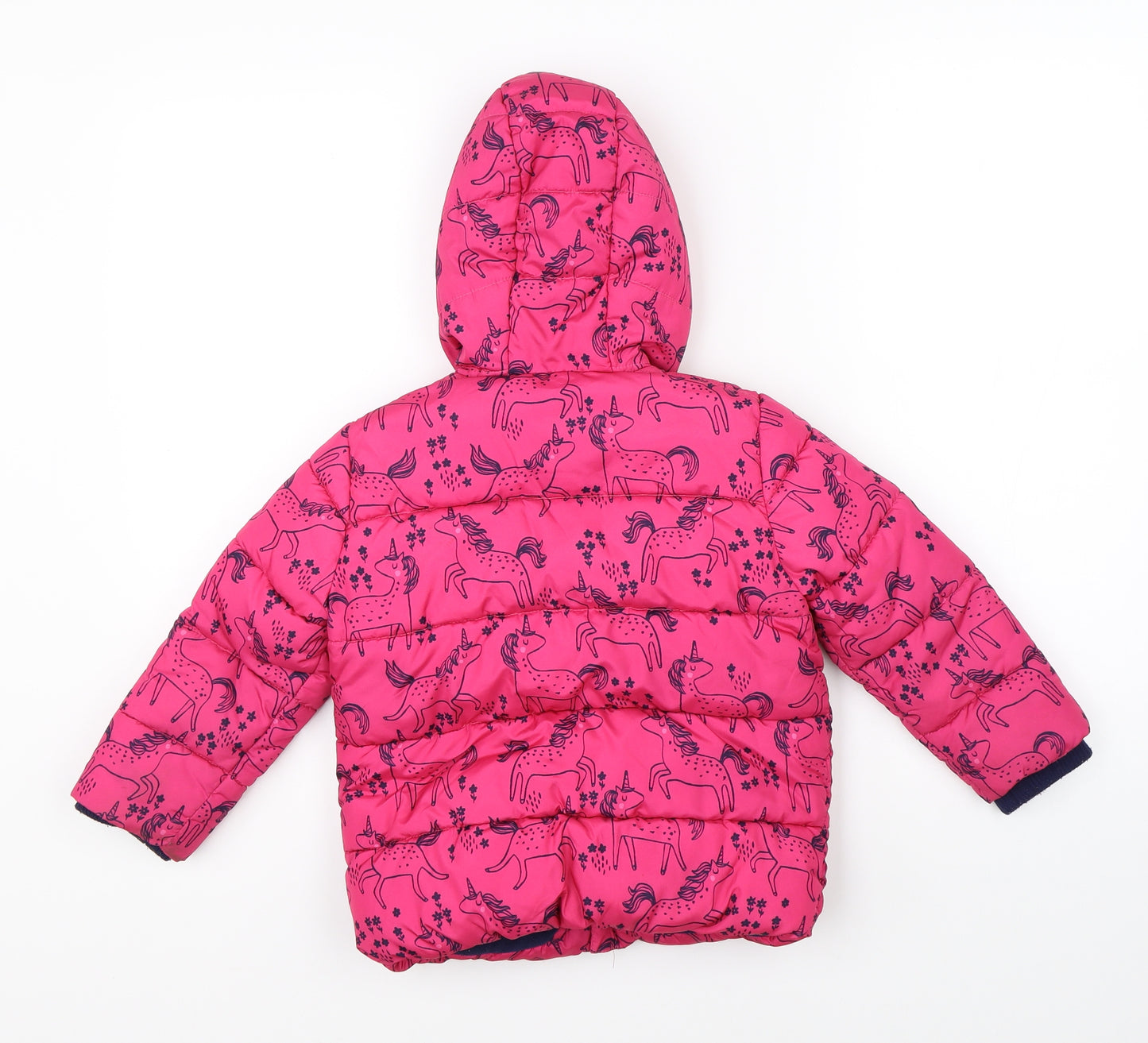 Debenhams Girls Pink   Puffer Jacket Jacket Size 4-5 Years  - unicorns