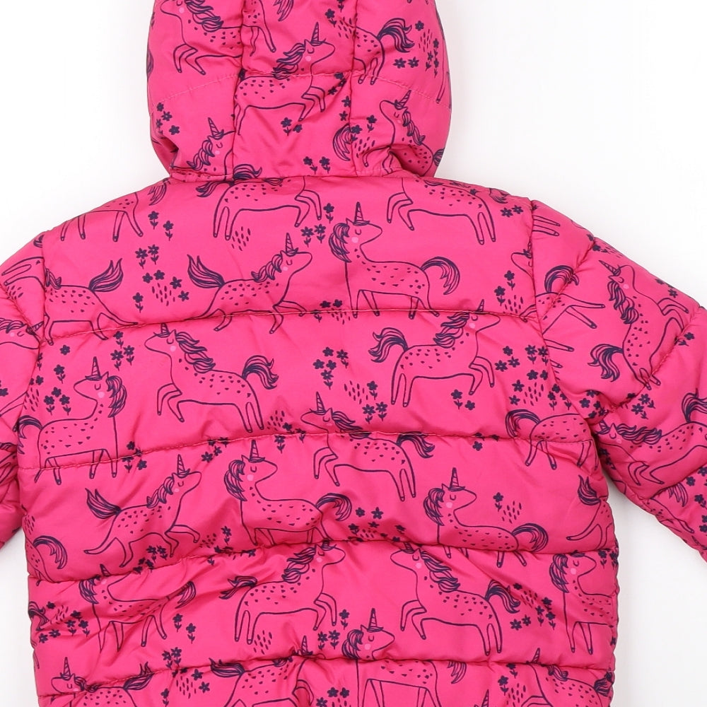 Debenhams Girls Pink   Puffer Jacket Jacket Size 4-5 Years  - unicorns
