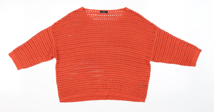 M&Co Womens Orange  Knit Pullover Jumper Size 16