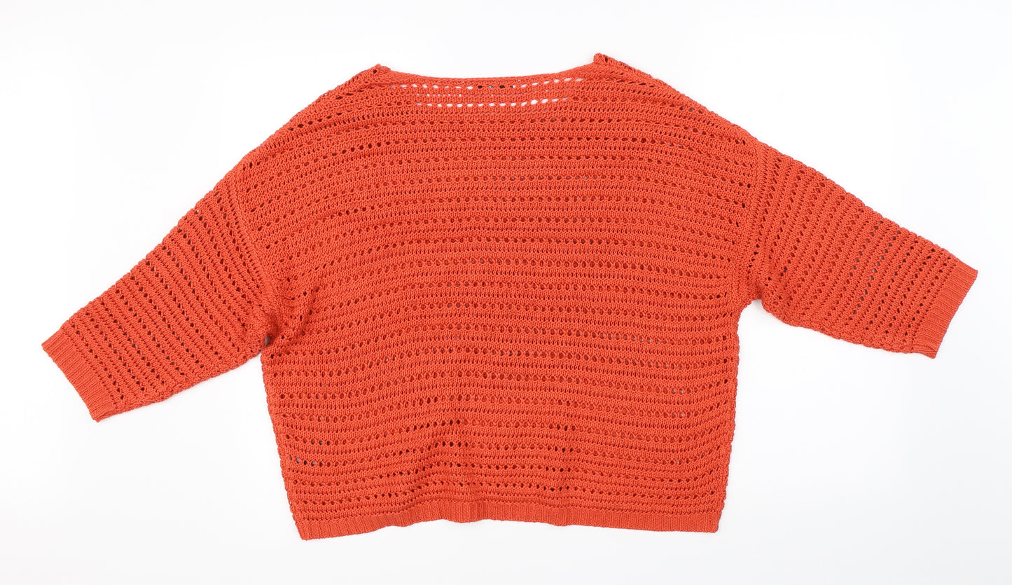 M&Co Womens Orange  Knit Pullover Jumper Size 16