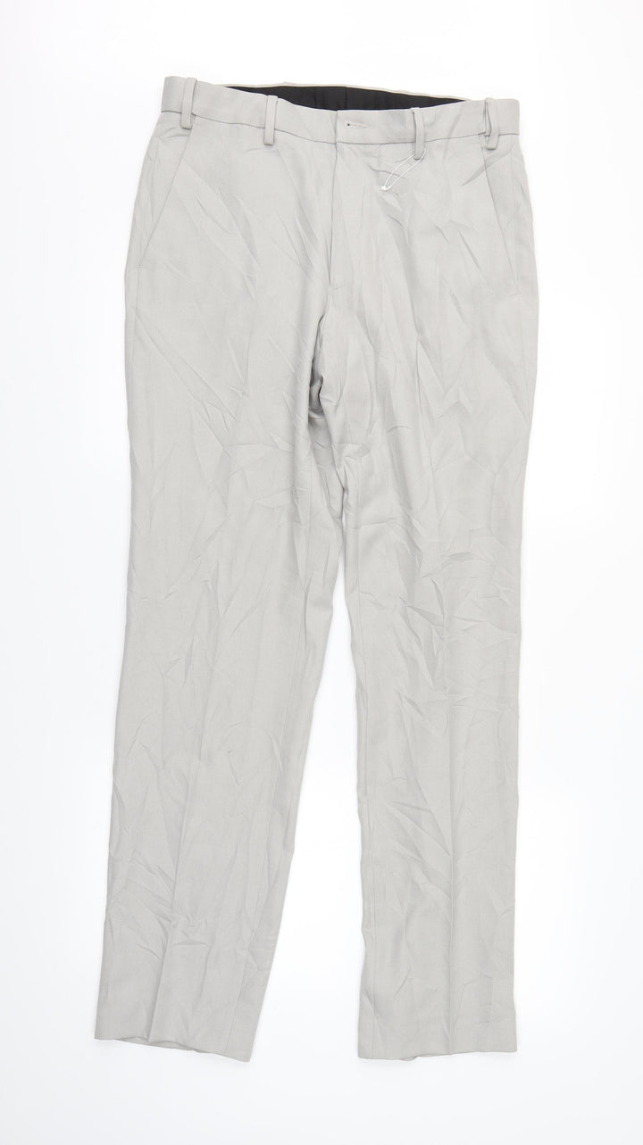 M&S Mens Grey Suit Trousers Size 34 L32 in