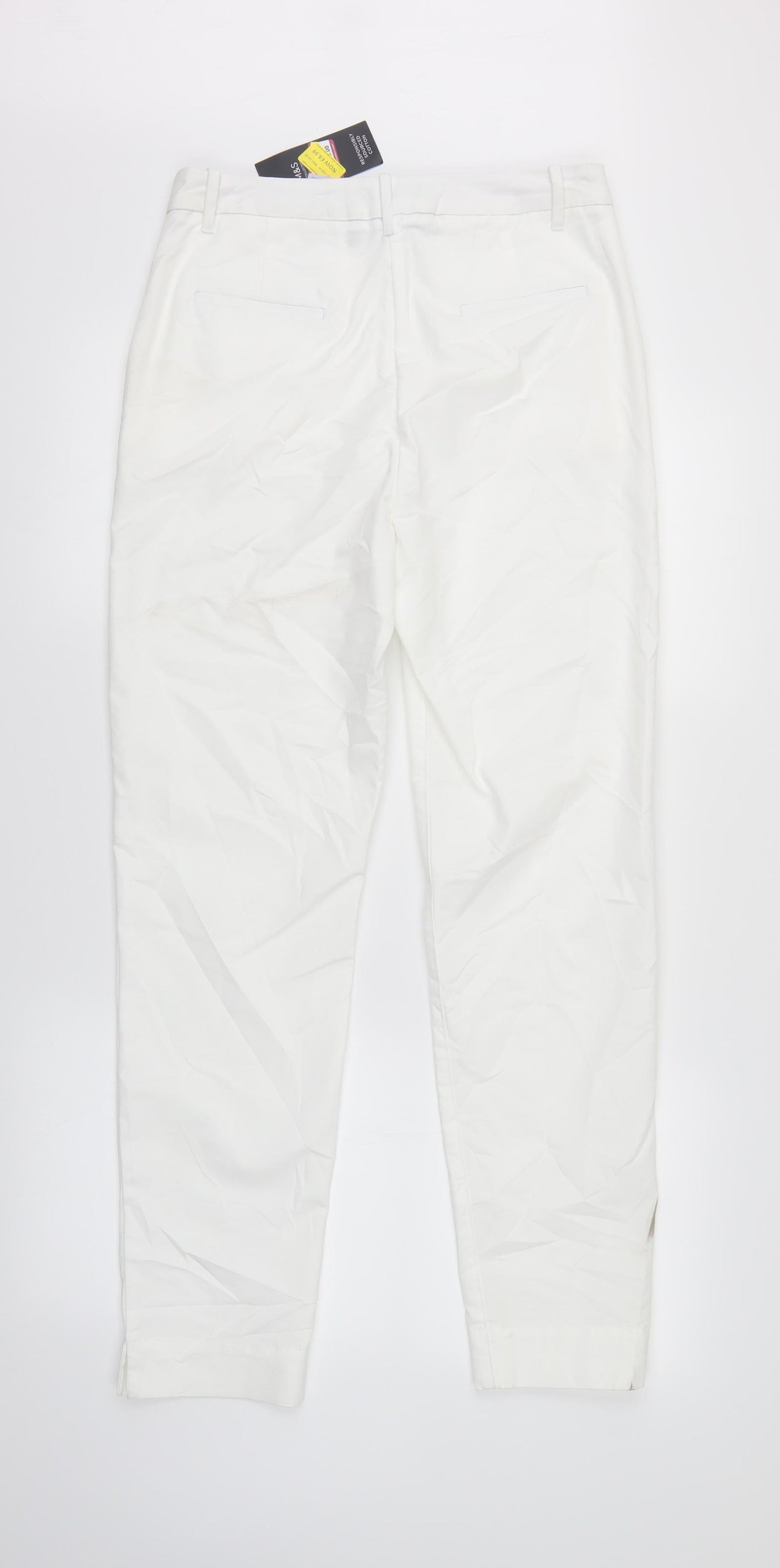 M&S Womens White   Chino Trousers Size 8 L30 in