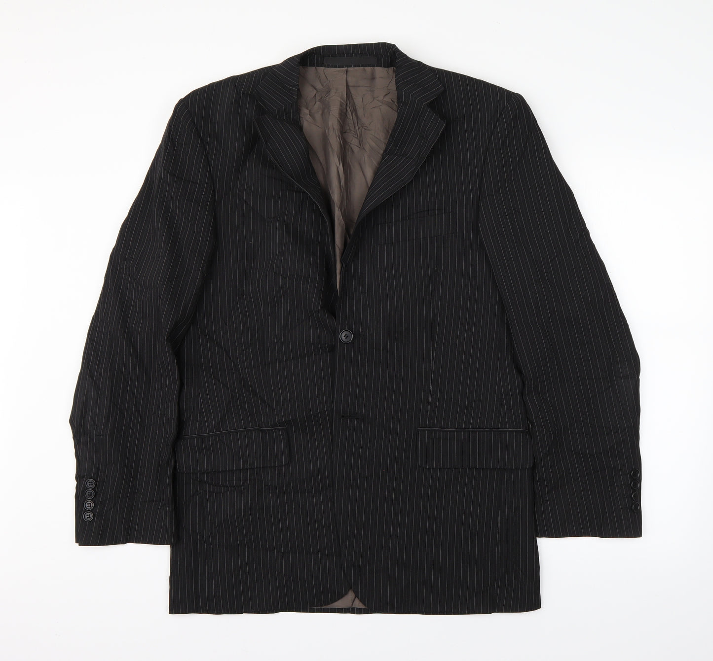 M&S Mens Black Striped  Jacket Suit Jacket