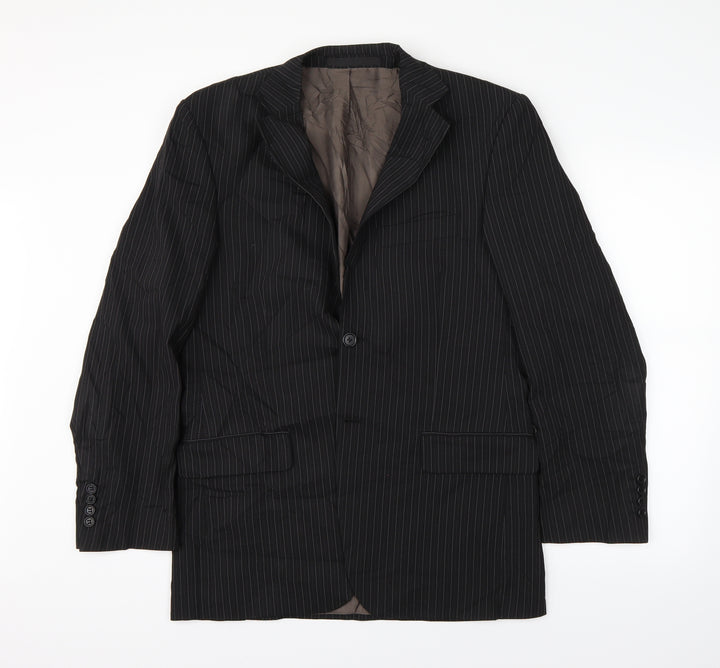 M&S Mens Black Striped  Jacket Suit Jacket