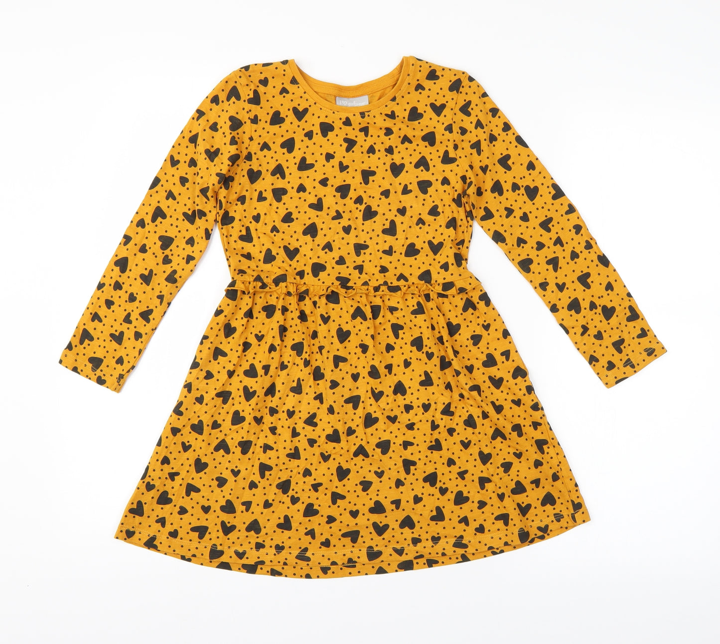 Preworn Girls Orange Spotted  T-Shirt Dress  Size 7 Years
